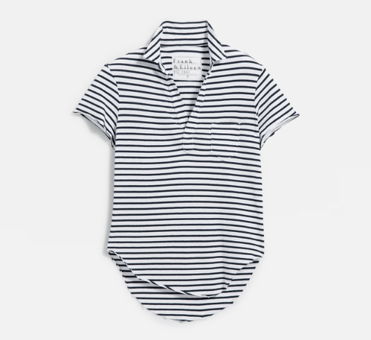Frank & Eileen - Charlotte Heritage Jersey Perfect Polo in Navy French Stripe