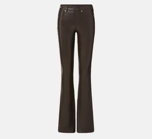 Veronica Beard - Hi-Rise Faux Leather Flare Pant in Dark Chocolate