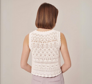 Tara Jarmon - Pianna Crochet-Knit Top in Off White