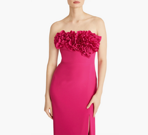 ML Monique Lhuillier - Gemma Strapless Column Gown in Fuschia