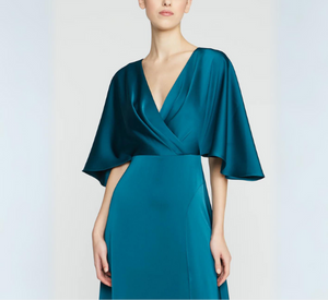 Theia - Waverly Kimono Sleeve Satin Gown in Night Swim