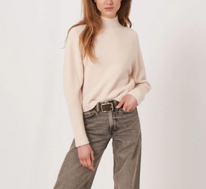 Repeat - Baby Wool Mock Neck Sweater in Pearl