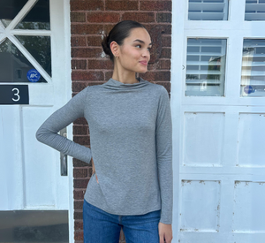 Kal Rieman - Amanda Long Sleeve Brushed Jersey Top in Grey