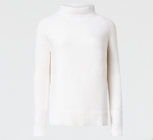 Kinross Cashmere - Garter Funnel Sweater in Winter White