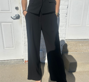 Drew - Eliza B Crepe Tuxedo Trousers in Black