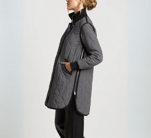 Adroit Atelier - Libby Quilted Full Zip Coat in Grey