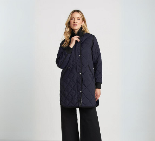 Adroit Atelier - Libby Quilted Full Zip Coat in Navy