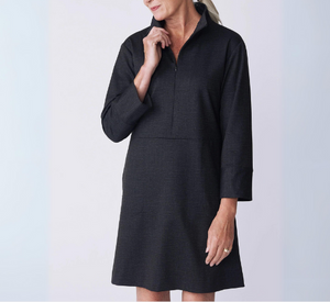 Kal Rieman - Harper 1/4 Zip Ponte Dress in Charcoal