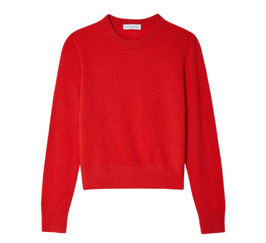 White + Warren - Cashmere Shrunken Crewneck in Carmine Red