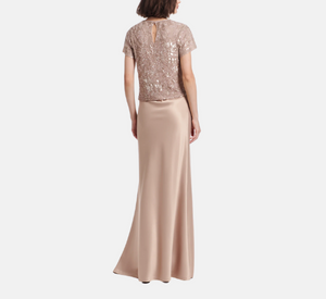 Emily Shalant - Satin A-Line Long Skirt in Bisque