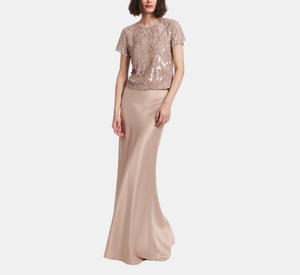 Emily Shalant - Satin A-Line Long Skirt in Bisque