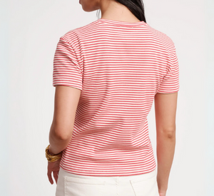 FRANCES VALENTINE - Ribbed Crewneck Tee in Red and White