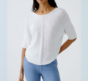 OUI - Knitted Pullover Top in Optic White