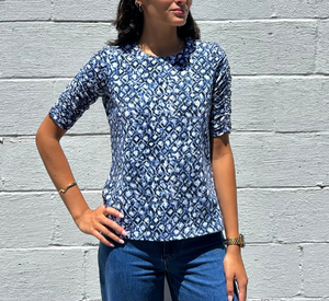 E.L.I. - Mosaic Patterned Top in Blues