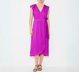 Suncoo - Wrap Dress with Belt in Violet