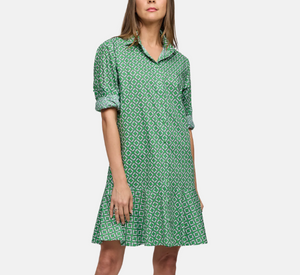 Hinson Wu - Adeline Long Sleeve Chain Link Dress in Green Combo