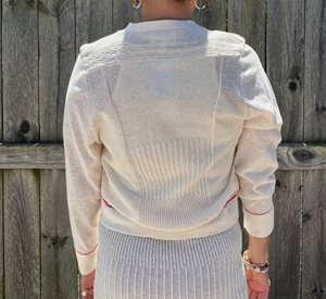 SITA MURT -  Buttoned Cardigan in Coral and Cream