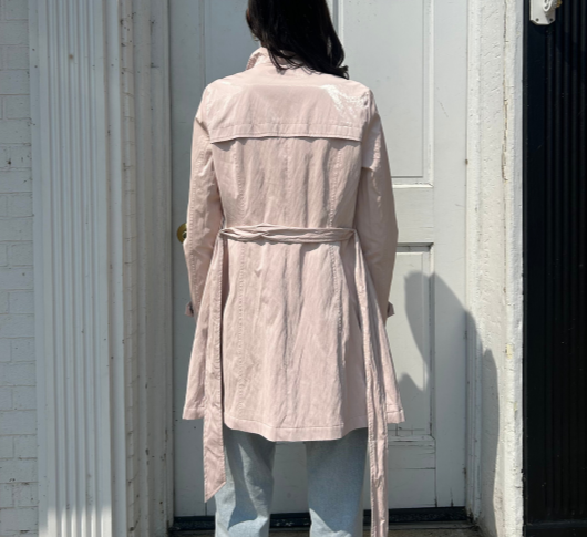 Nikki Jones - Shiny Trench Coat in Blush