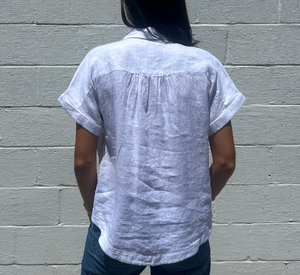 Elliot Lauren - Short Sleeve Button Up Top in White