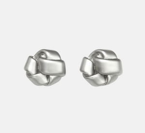 PONO - Matte Resin Knot Earrings in Silver
