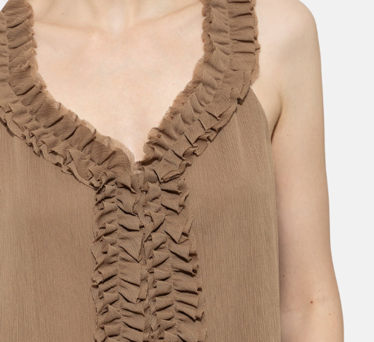 Luisa Cerano - Ruffled Cami in Camel
