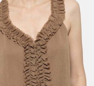 Luisa Cerano - Ruffled Cami in Camel
