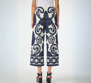 TRINA TURK - Estella Cropped Pant in Blue and White