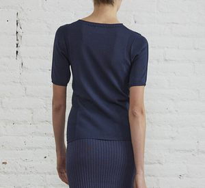 SITA MURT - Short Sleeve Knit Sweater in True Blue