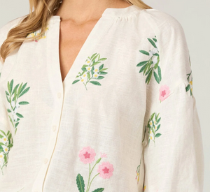 Shoshanna - Fred Top in Ivory, Pink, and Green