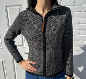 Skovhuus - Zip Print Cardigan in Black and Charcoal