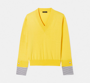 Tara Jarmon - Cotton and Merinos Wool Sweater in Primrose Yellow