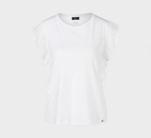 Marc Cain - T-Shirt with Short Frill Sleeves in White