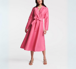 Frances Valentine - Lucille Dupioni Wrap Dress in Pink
