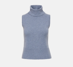 Veronica Beard - Mazzy Sleeveless Cashmere Turtleneck in Smoke Blue