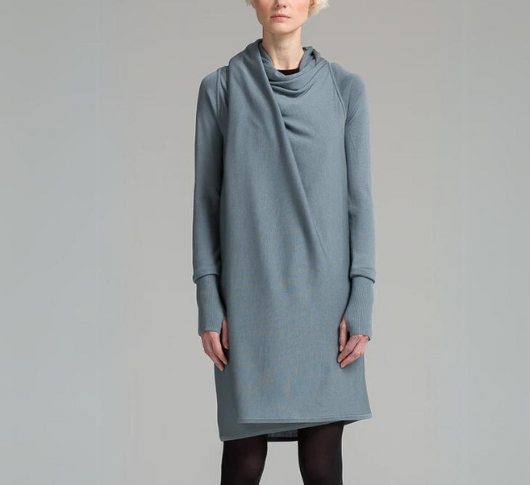 NFP - Long Sleeve Merino Wrap/ Cape in Mist Grey