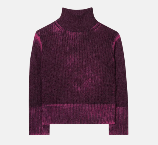 Luisa Cerano - Long Sleeve Marled Mock Neck Sweater in Purple