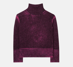 Luisa Cerano - Long Sleeve Marled Mock Neck Sweater in Purple