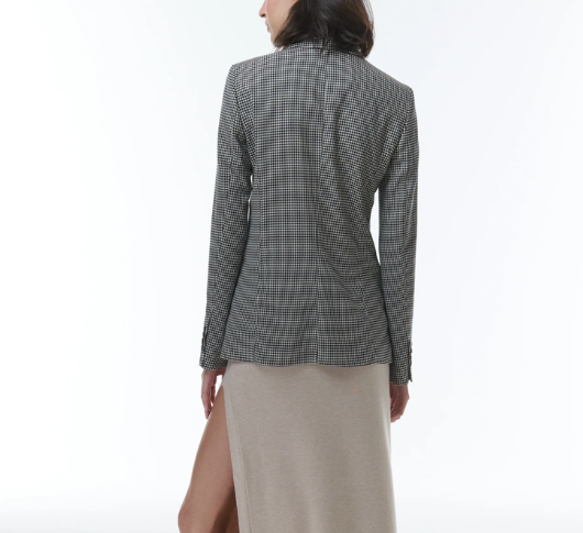 THEO - Erris Houndstooth Double Breasted Blazer in Black and White