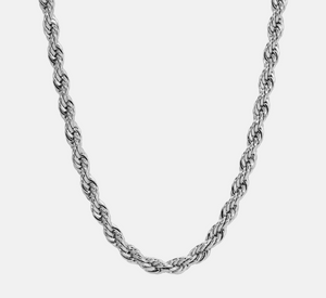 Leeada Jewelry - Zuma Twisted Braid Rope Chain Necklace in Silver