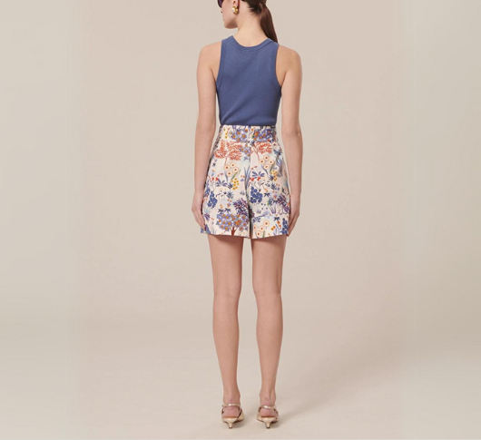 Tara Jarmon - Shelby Printed Cotton Shorts in Blue Floral