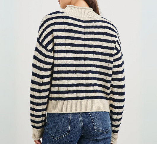 Rails - Corrine Stripe Mock Neck Sweater in Oat and Navy