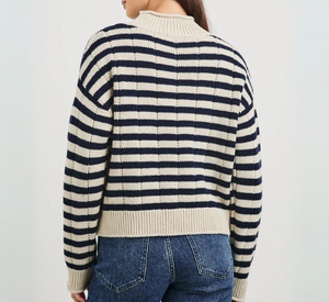 Rails - Corrine Stripe Mock Neck Sweater in Oat and Navy