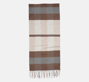 Echo - Blocked Plaid Scarf in Charcoal Heather