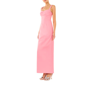 ML Monique Lhuillier - Marina Sleeveless Faille Column Gown in Petal Pink
