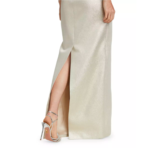 Teri Jon - Off-The-Shoulder Metallic Jacquard Gown in Light Gold Sophia Lustig Teri Jon - Off-The-Shoulder Metallic Jacquard Gown in Light Gold Sophia Lustig