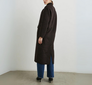 Rails - Gallery Long Wool Coat in Espresso Houndstooth