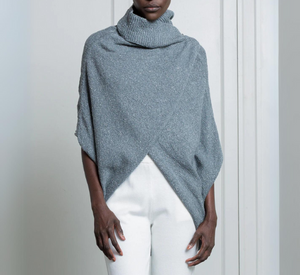 NFP - Sleeveless Textured Cocoon Wrap Cardigan in Blue Mist