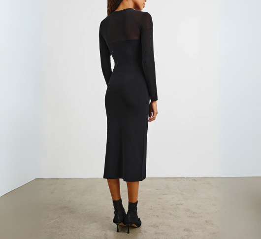 Rails - Luz Long Sleeve Knit Dress with Mesh in Black