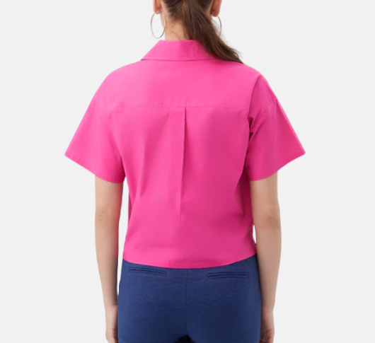 Trina Turk - Komore Cropped Button-Front Top in Trina Pink