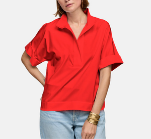 Hinson Wu - Cara Elbow Sleeve Shirt in Scarlet